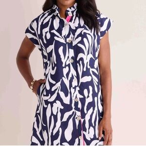 THML Navy and White Patterned Dress
